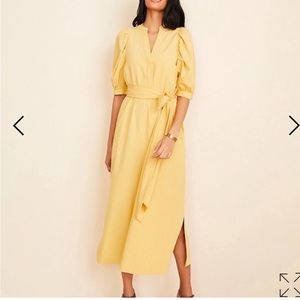 Ann Taylor Yellow Shirt Dress Midi Long Work
